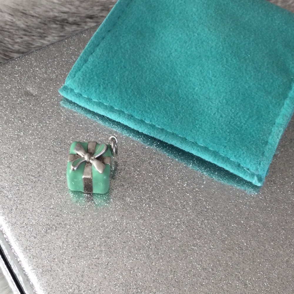 Tiffany & Co. T Blue Gift Box Charm Pendant in Silver